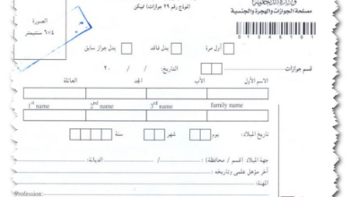 نموذج استمارة جوازات